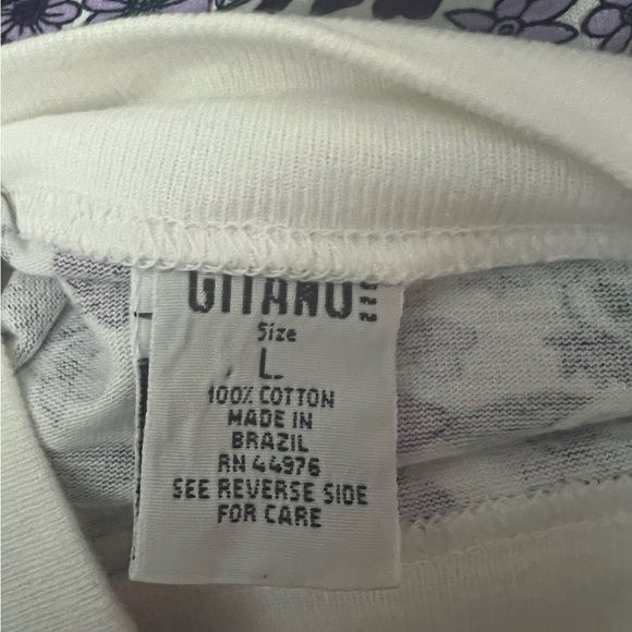 Gitano Vintage Purple/White Floral Turtleneck with Thick Shoulder Pads - L - Picture 3 of 5